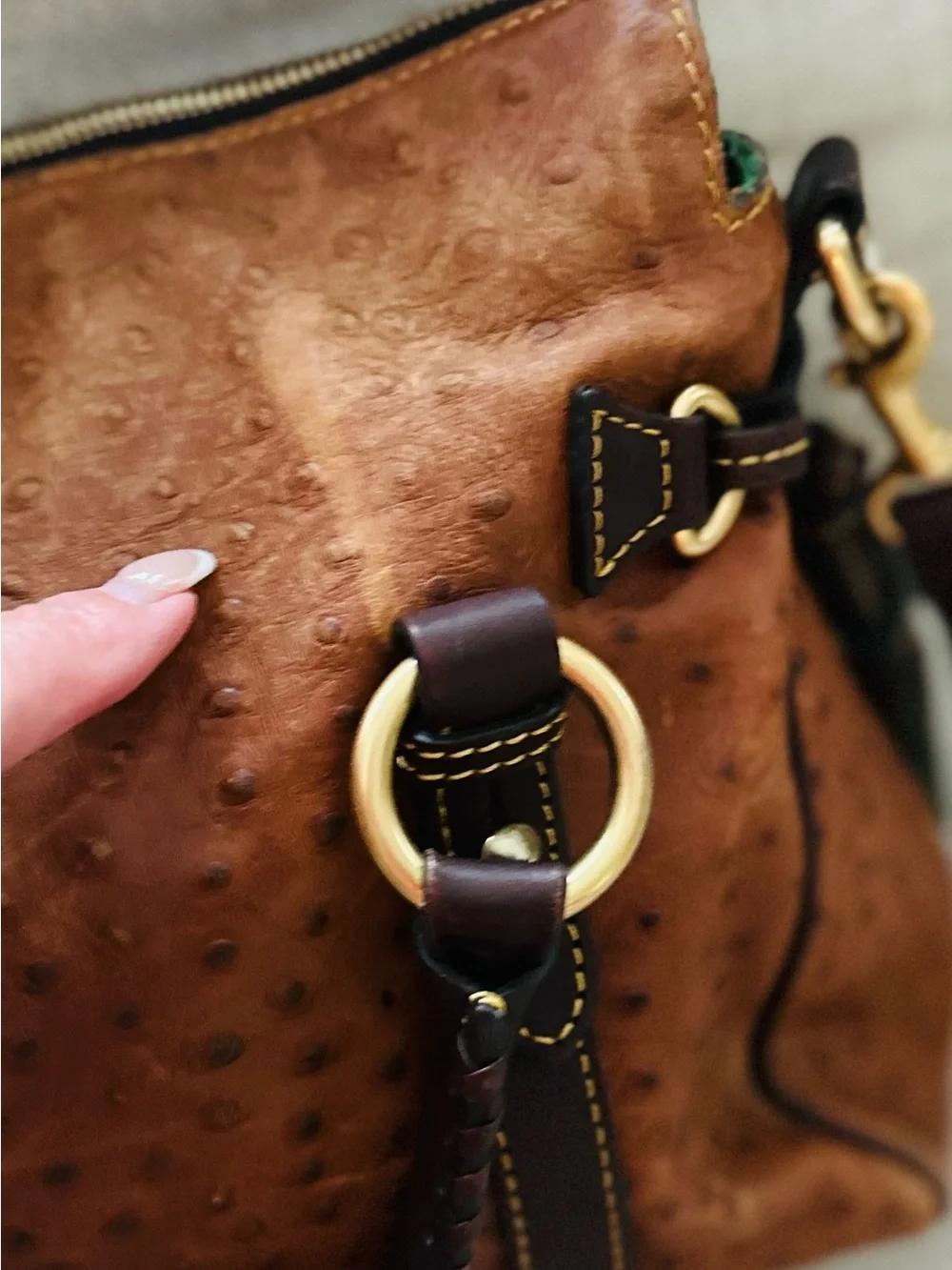 Dooney & Bourke Y2K Ostrich Satchel Handbag - Retired